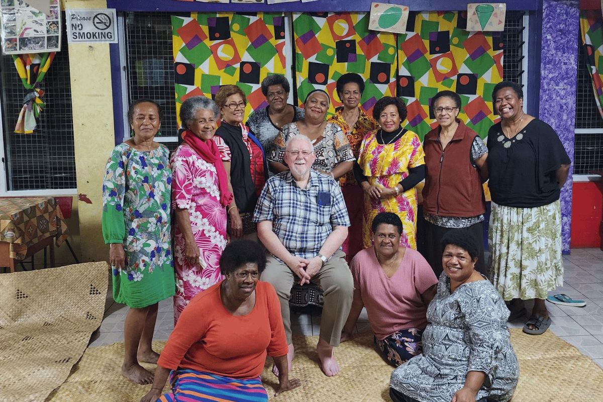 Fr Tom with women from Catholic Women's League (CWL) in Raiwaqa during a visit in 2023. Photo: Fr Tom Rouse